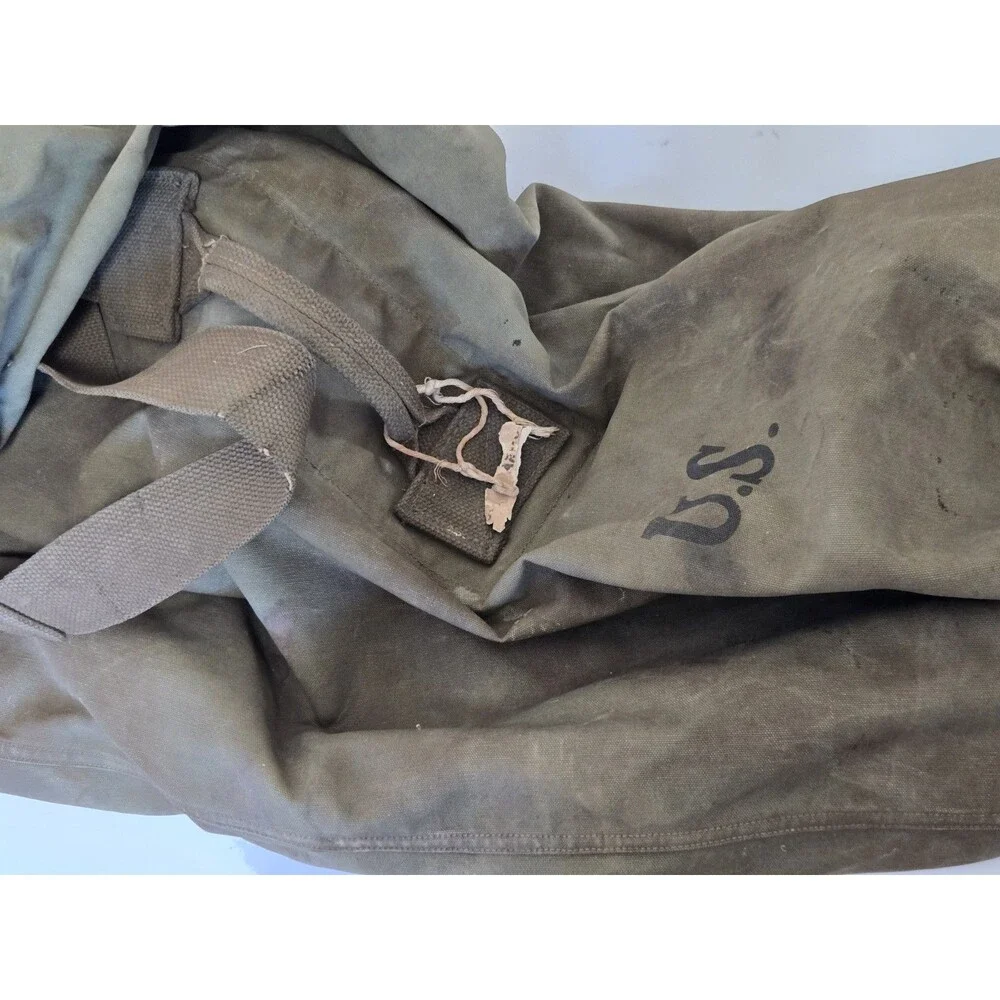 US Army Military Duffle Bag WW2 1944 Green Canvas